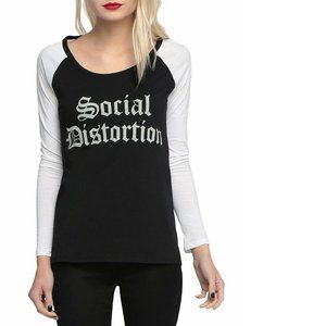 Social Distortion Logo punk rock Girls Raglan Official T-Shirt M NWT